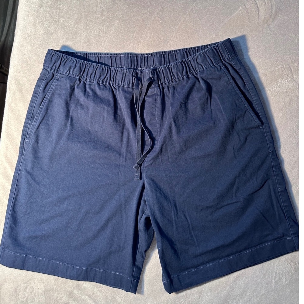 Alfani Mens Navy Blue Elastic Waist Drawstring Chino Shorts Size Large L